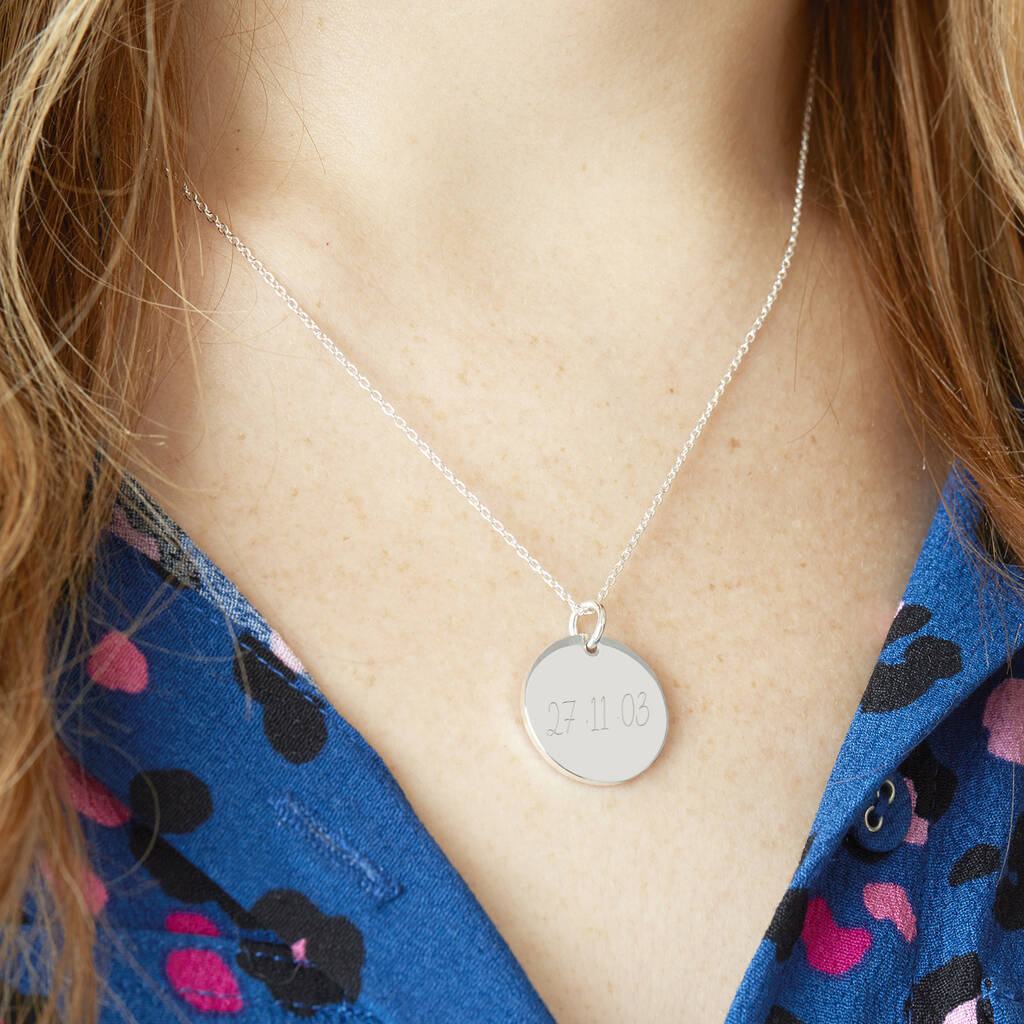 Sterling Silver Engraved Disk Pendant Necklace – Sterling Forever