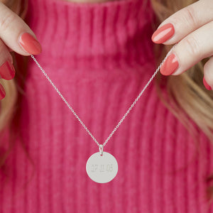 Personalised Special Date Silver Plated Disc Necklace