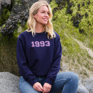 Personalised Varsity Font Birth Year Sweatshirt Jumper