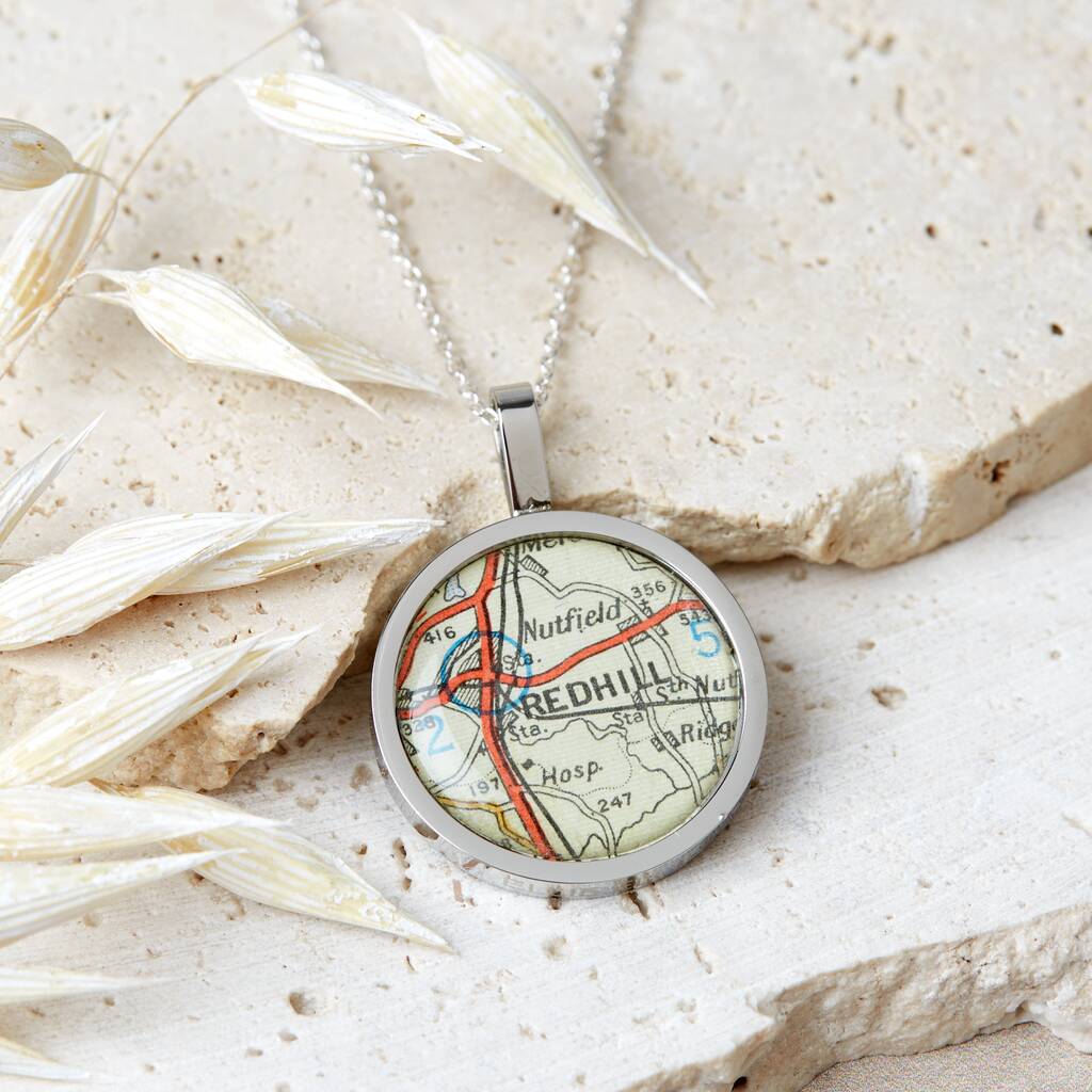 Personalised Vintage Map Necklace
