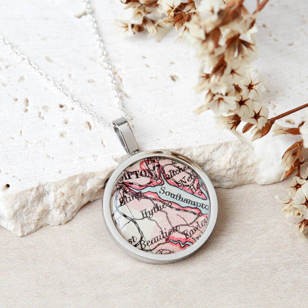 Personalised Vintage Map Necklace
