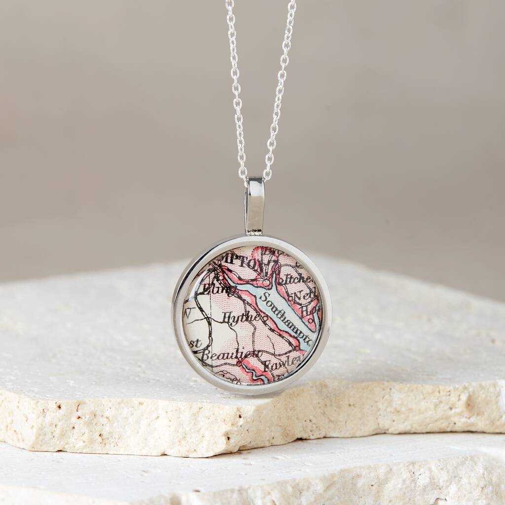 Personalised Vintage Map Necklace