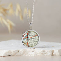 Personalised Vintage Map Necklace
