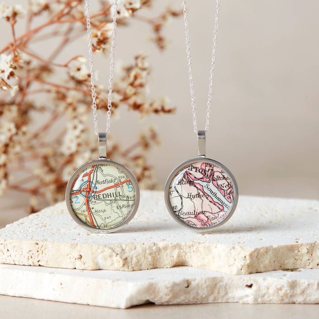 Personalised Vintage Map Necklace
