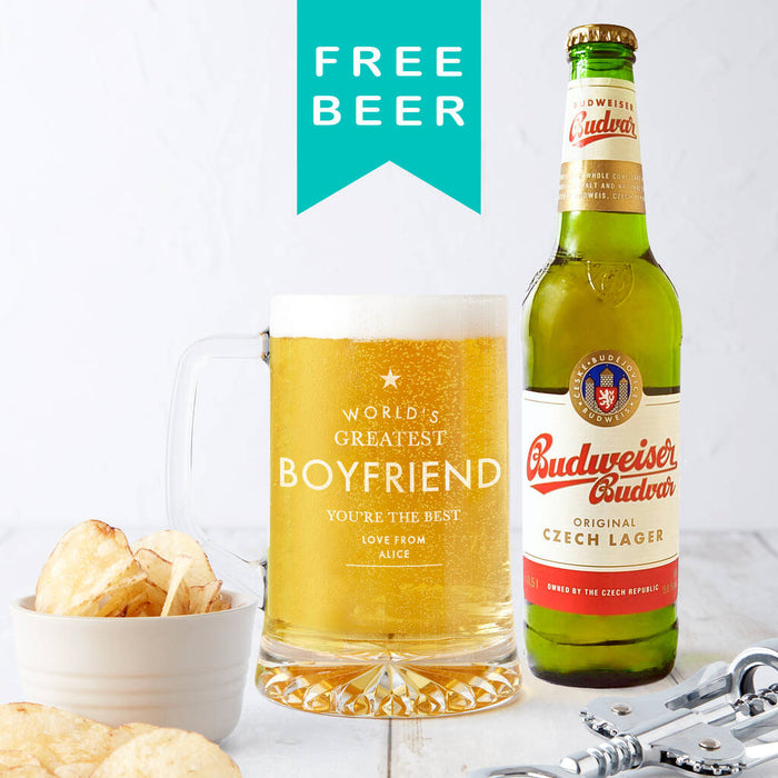 Personalised 'Worlds Greatest Boyfriend' Beer Tankard