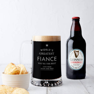 Personalised 'Worlds Greatest Fiance' Beer Tankard