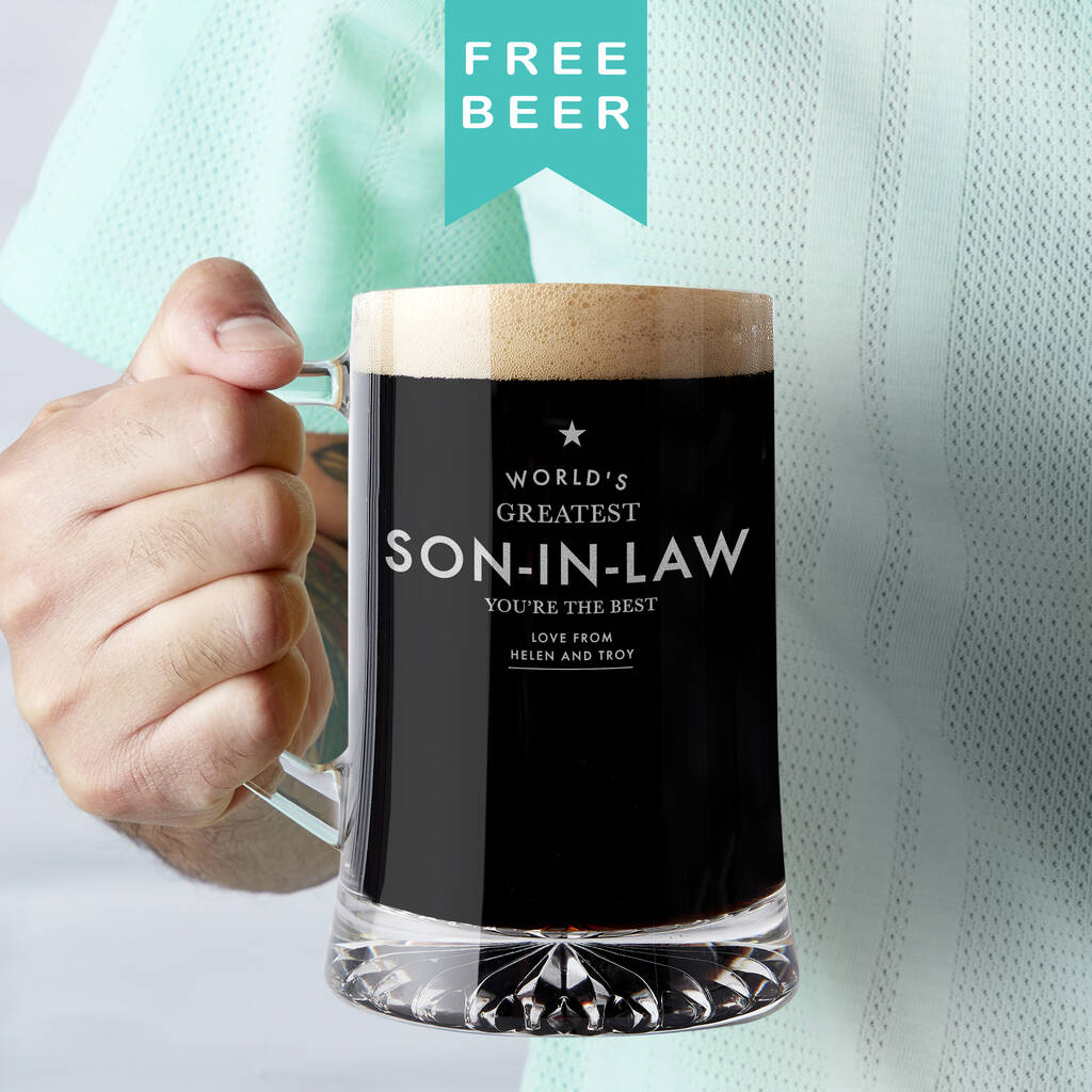 Personalised 'Worlds Greatest Son In Law' Beer Tankard
