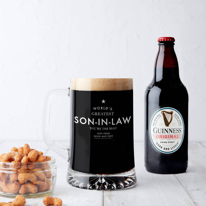 Personalised 'Worlds Greatest Son In Law' Beer Tankard