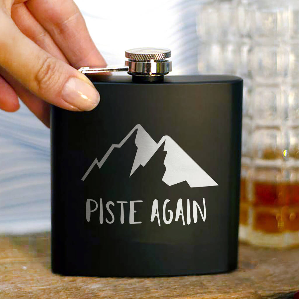 Piste Again' Engraved Hip Flask