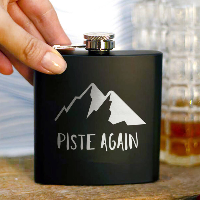 Piste Again' Engraved Hip Flask