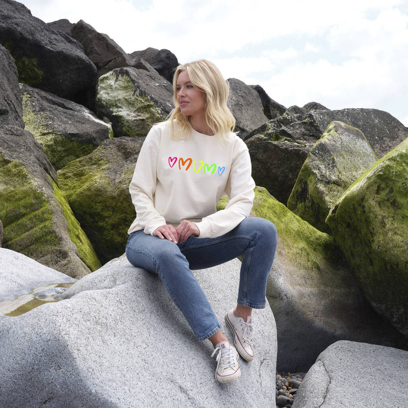 Rainbow Neon Hearts Mum Sweatshirt
