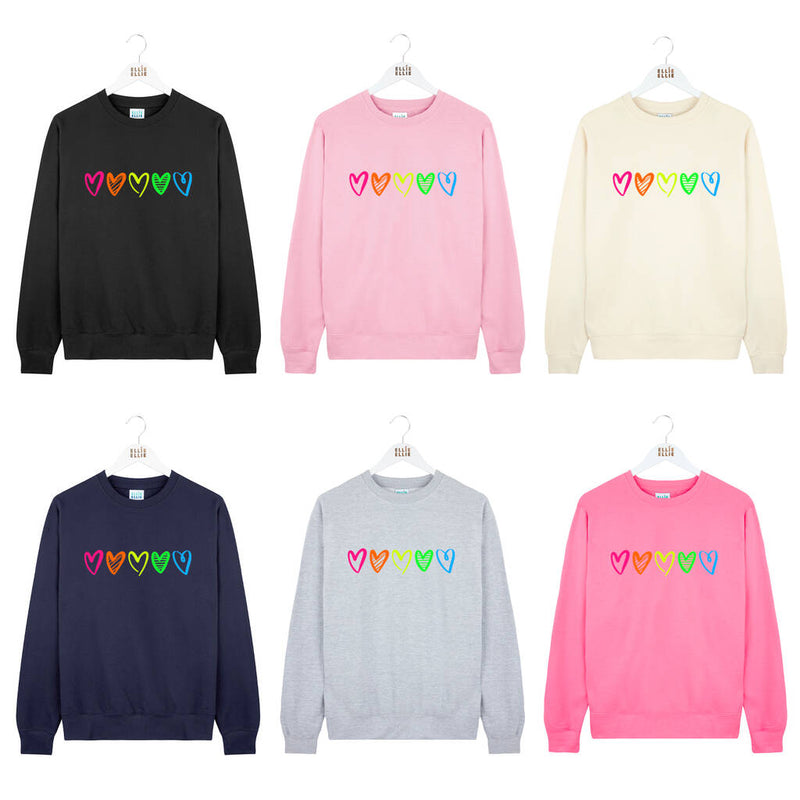 Rainbow Neon Love Heart Sweatshirt