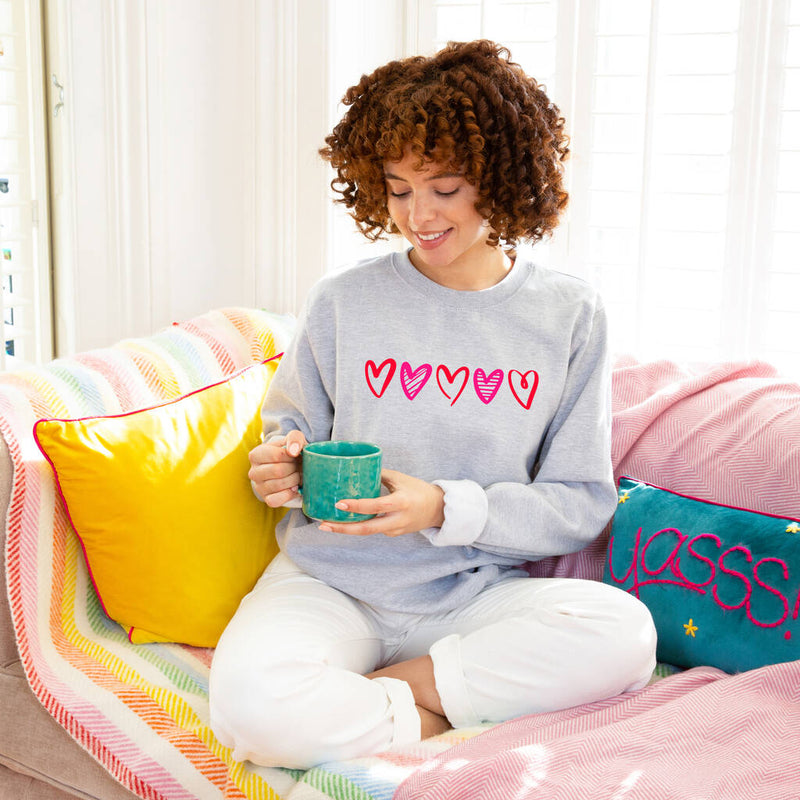 Red And Pink Neon Love Heart Sweatshirt