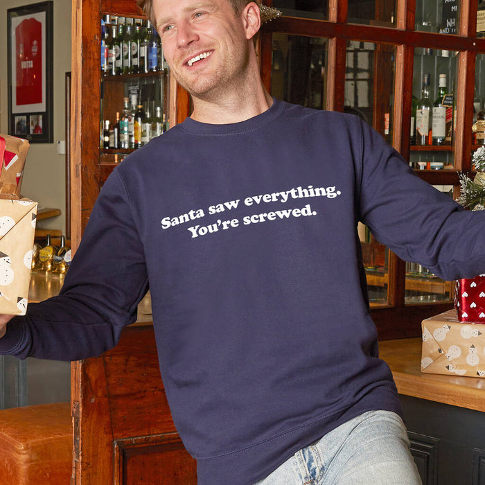 Santa Saw Everything Men's Christmas Sweatshirt