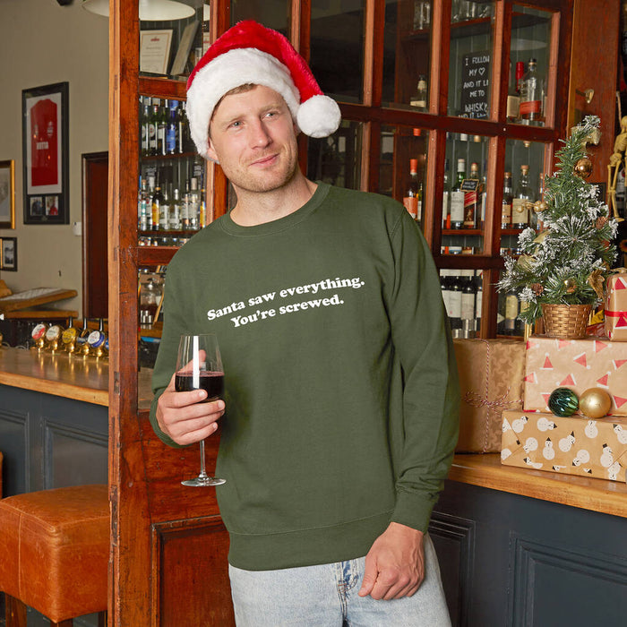 Santa Saw Everything Men's Christmas Sweatshirt