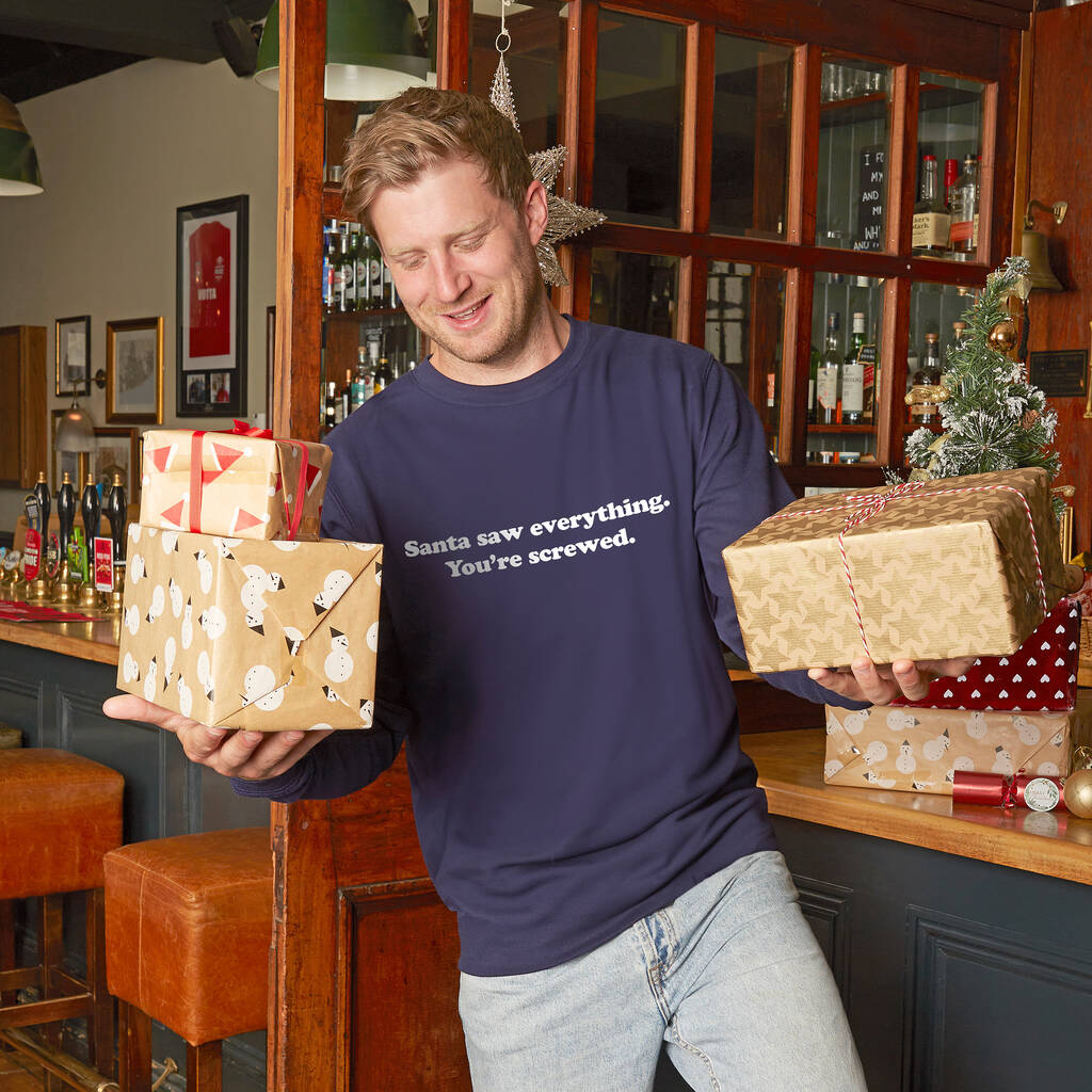 Santa Saw Everything Men's Christmas Sweatshirt