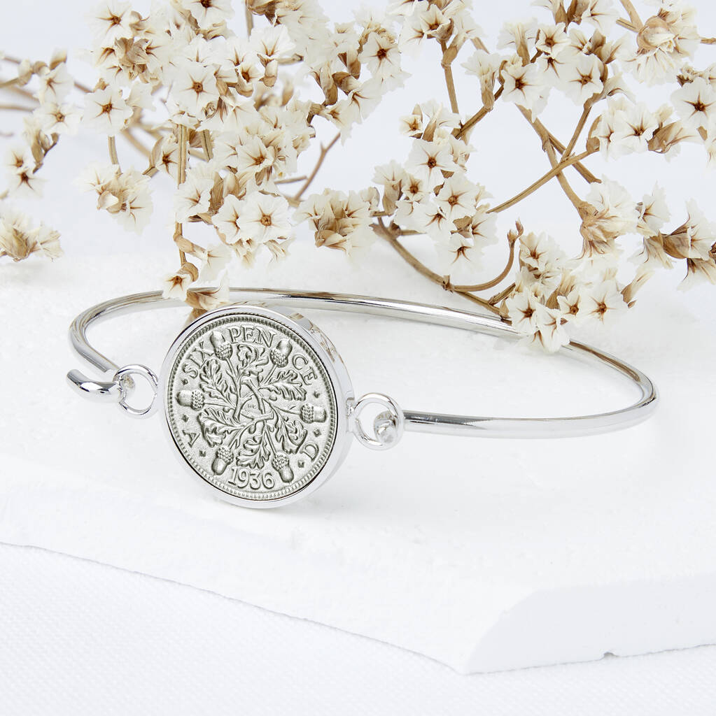 90th Birthday 1935 Or 1936 Sixpence Coin Bangle Bracelet