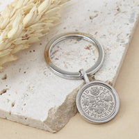 Sixpence 1965 Or 1966 60th Birthday Coin Keyring