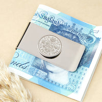 60th Birthday 1965 Or 1966 Sixpence Coin Money Clip