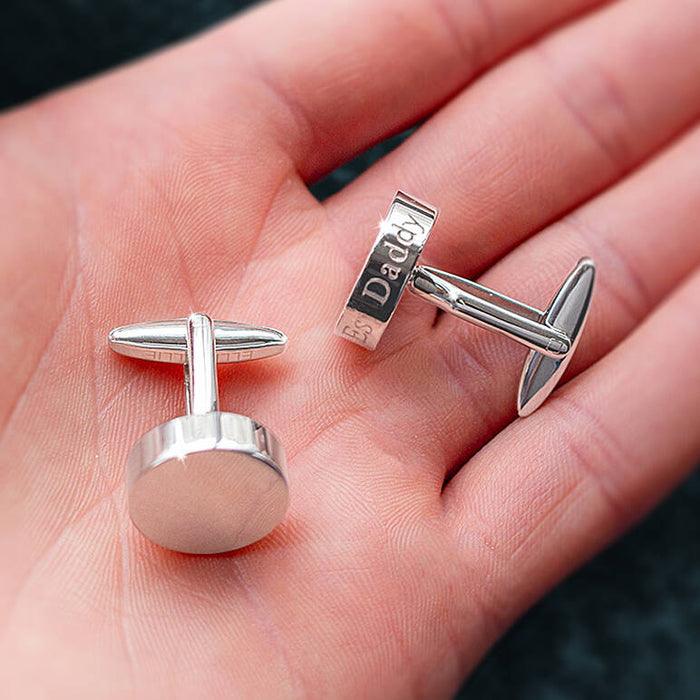 Personalised Secret Message Solid Circle Disc Cufflinks