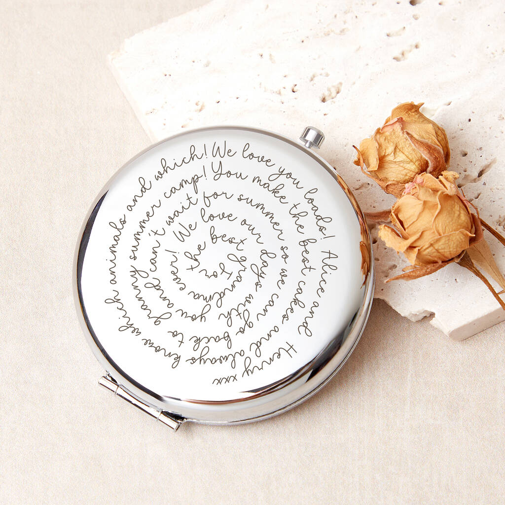 Spiral Message Personalised Compact Mirror