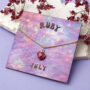 Sterling Silver Heart Birthstone Necklace Card
