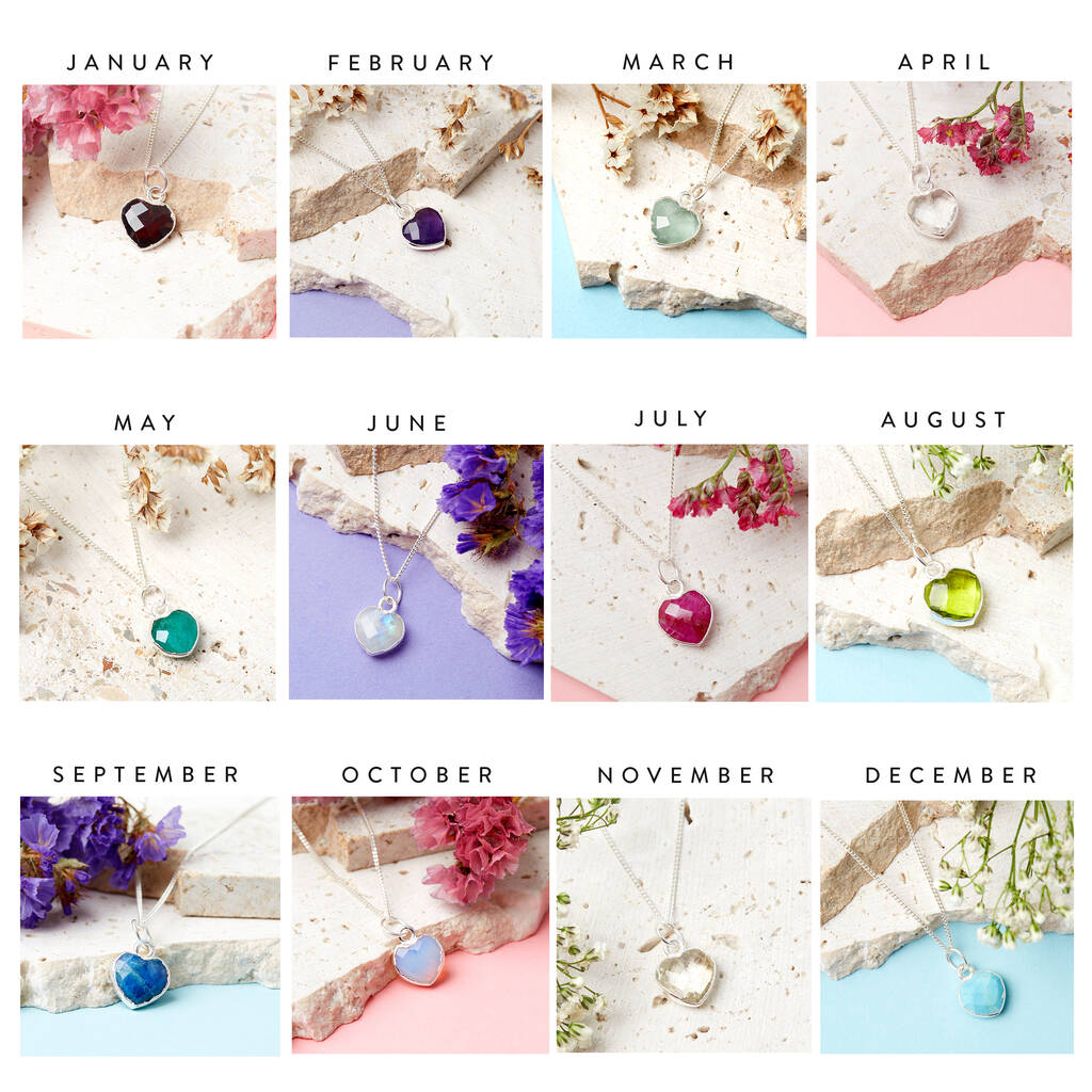 Gold Plated Heart Birthstone Necklace