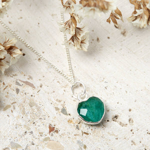 Sterling Silver Heart Birthstone Necklace