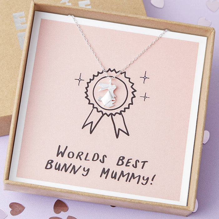 Worlds Best Bunny Mummy Sterling Silver Rabbit Necklace