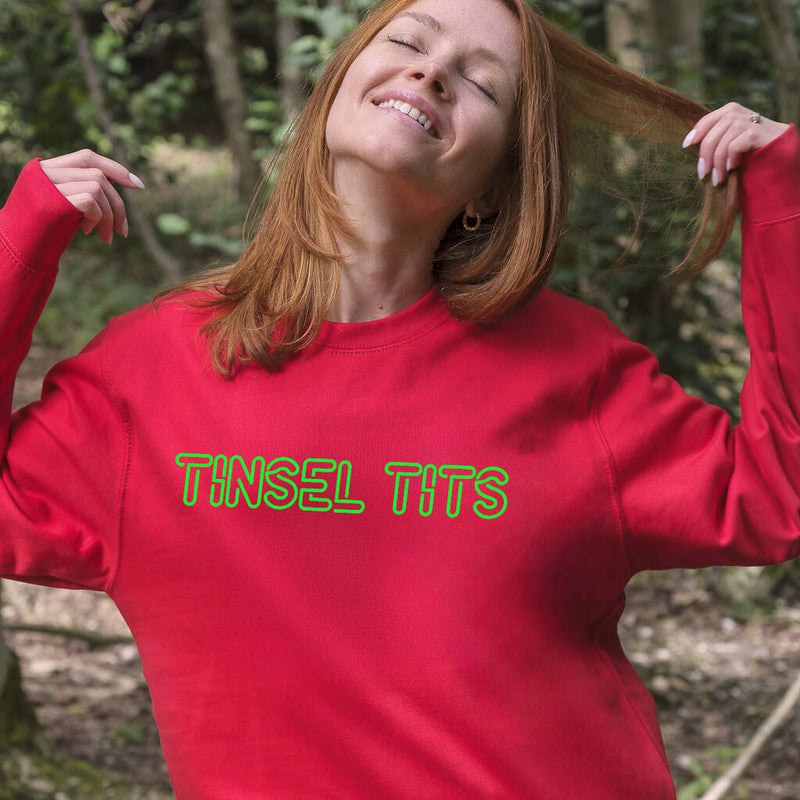 Tinsel Tits Glitter Christmas Jumper Sweatshirt