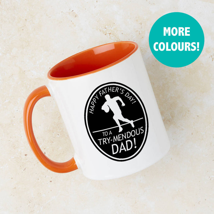 To A Trymendous Dad Fun Rugby Mug