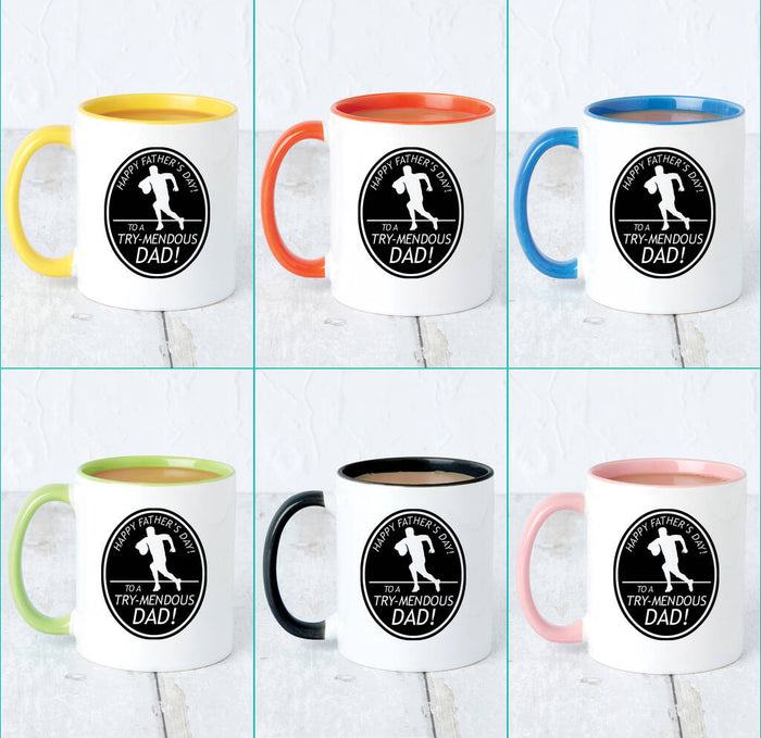 To A Trymendous Dad Fun Rugby Mug