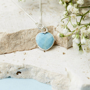 Healing Turquoise Heart Gemstone Silver Necklace