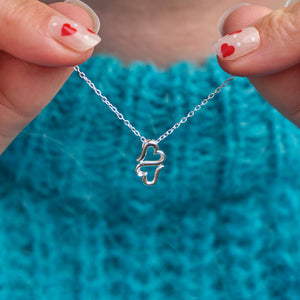 Twin Hearts Silver Necklace