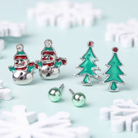 Happy Snowman Silver Plated Christmas Earring Set