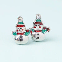 Happy Snowman Silver Plated Christmas Earring Set