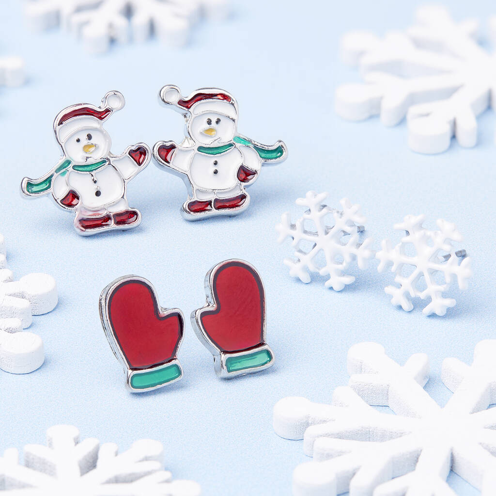 Winter Wonderland Silver Plated Christmas Earring Set