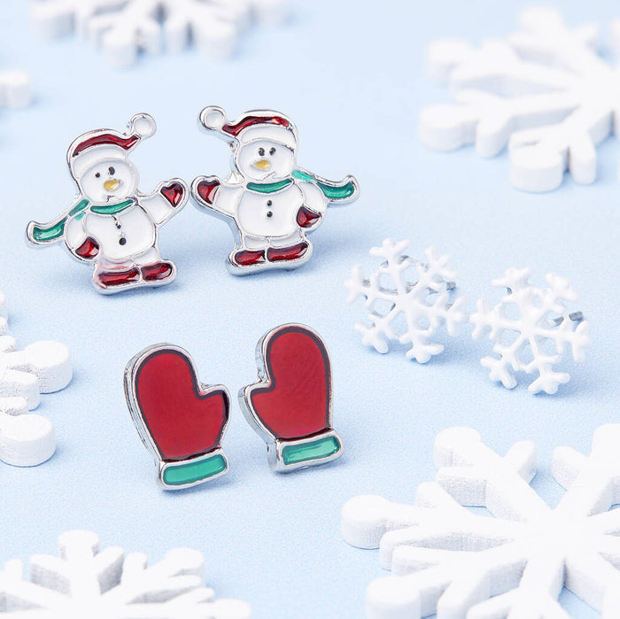 Winter Wonderland Silver Plated Christmas Earring Set