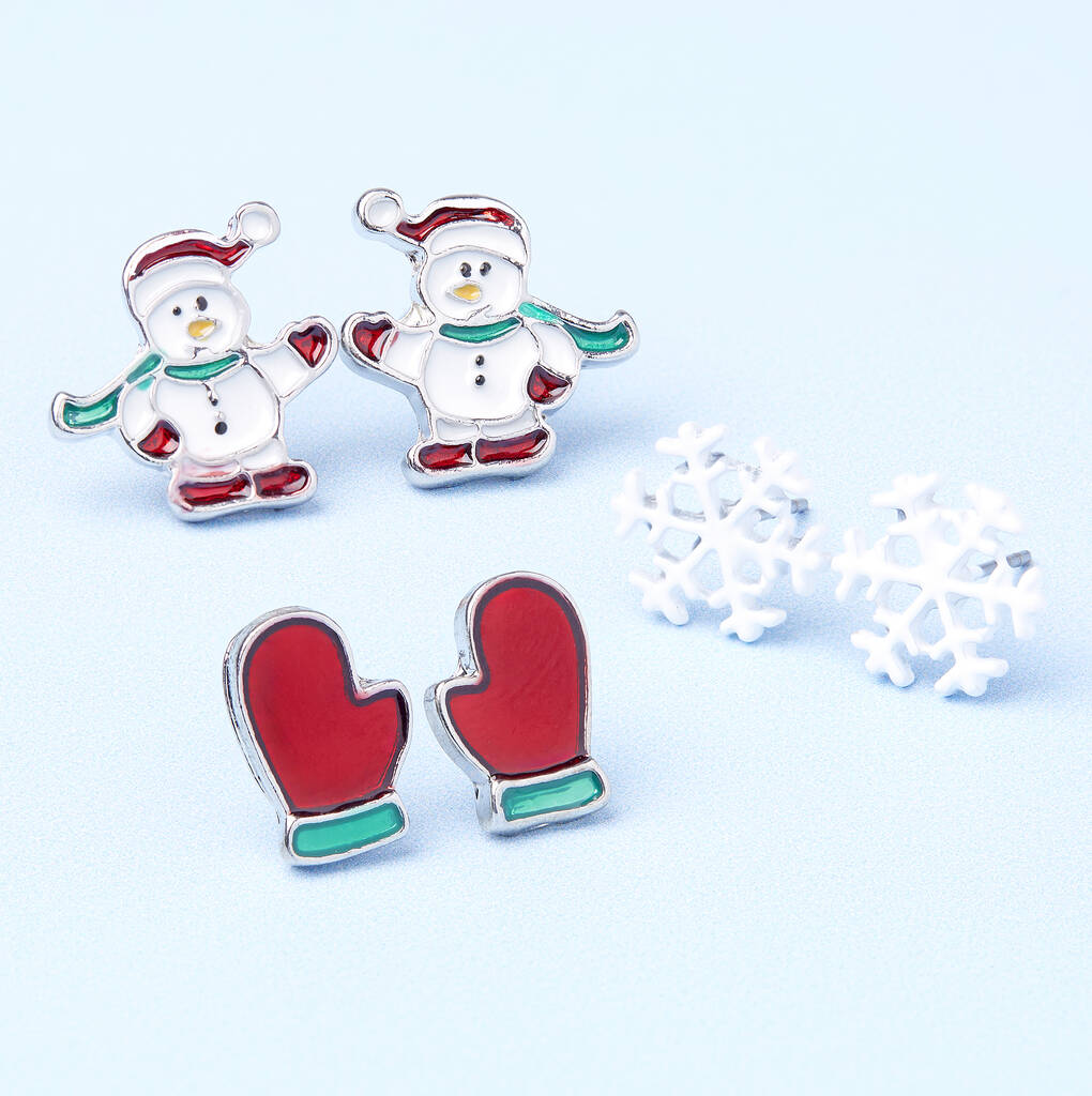 Winter Wonderland Silver Plated Christmas Earring Set