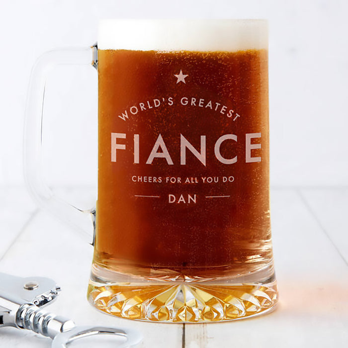 'World's Greatest Fiance' Personalised Beer Tankard