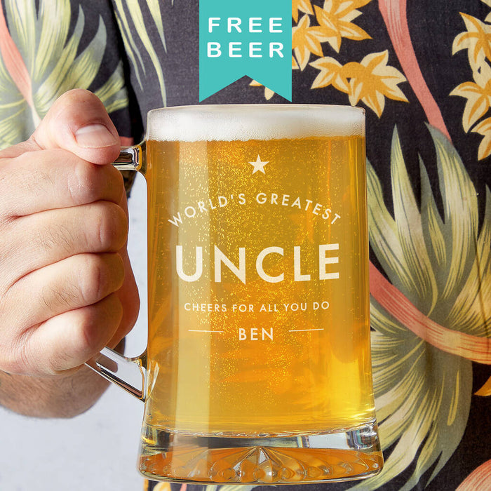 'Worlds Greatest Uncle' Personalised Beer Tankard