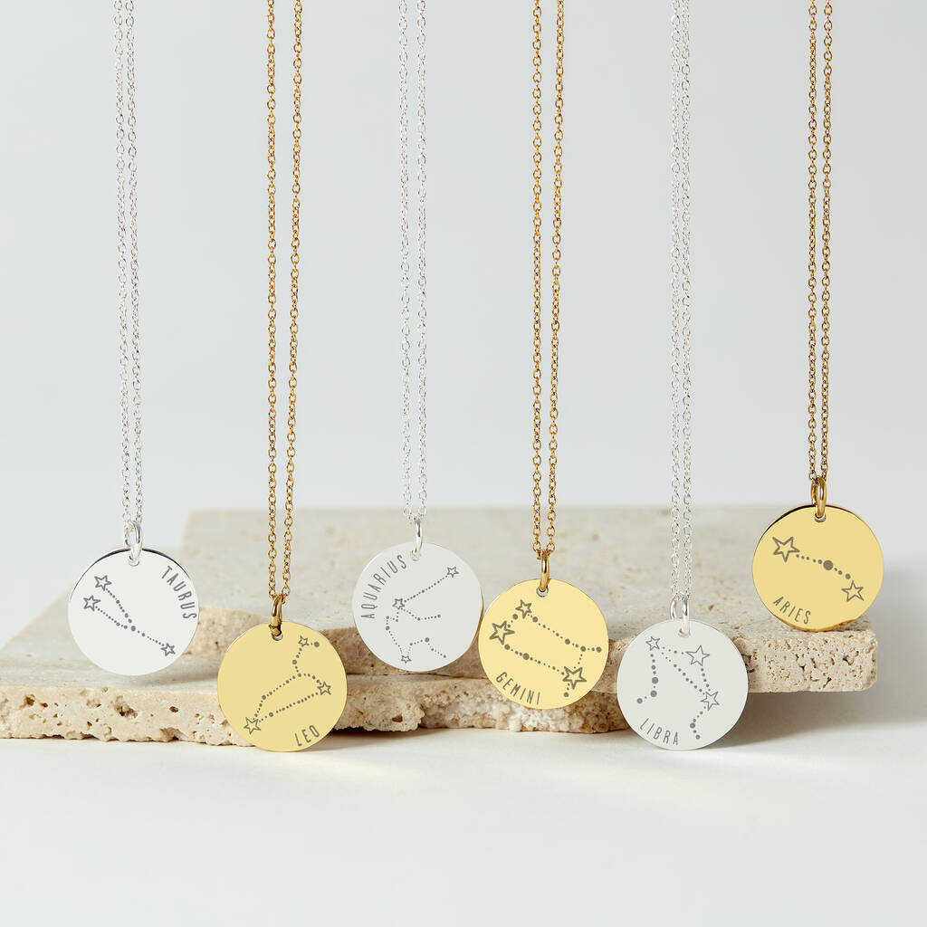Zodiac Constellation Plated Stainless Steel Necklace