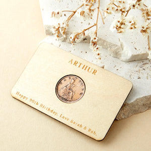 Personalised Farthing Keepsake Card 1920 To 1956