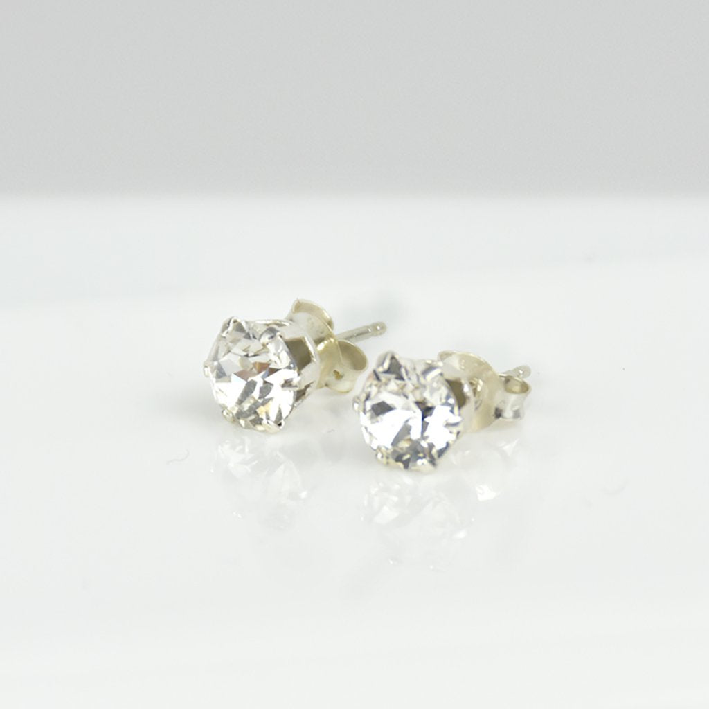 Sterling Silver Birthstone Crystal Stud Earrings