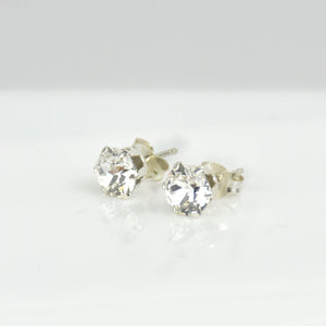 Sterling Silver Birthstone Crystal Stud Earrings