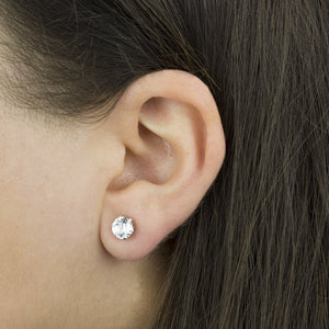 April Birthstone - Crystal Sterling Silver Crystal Stud Earrings