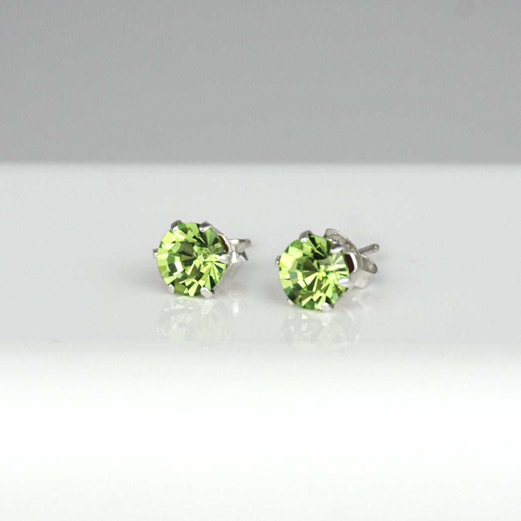 Sterling Silver Birthstone Crystal Stud Earrings