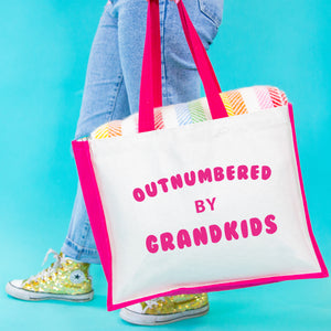 Outnumbered By Grandkids' Grandma Classic Shopper Jute