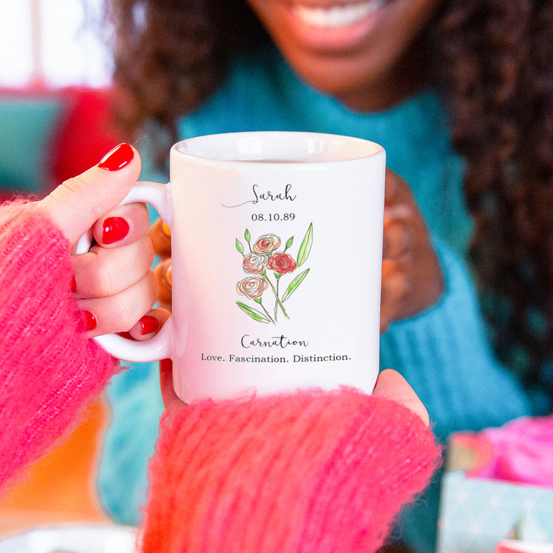 Birth Flower Personalised Watercolour Mug