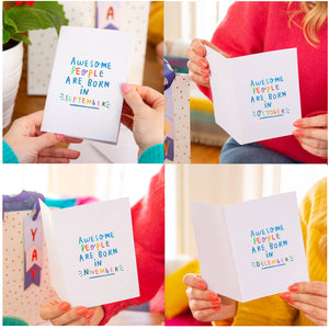 "Awesome People Are Born In..." Giftcard Set of 12